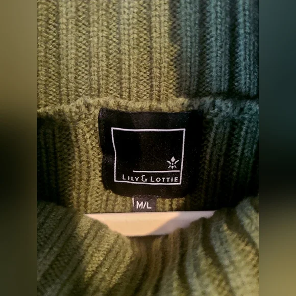 NWOT Lily & Lottie Bonnie Foldover Turtleneck Sweater - Green Sz M/L - Picture 7 of 10